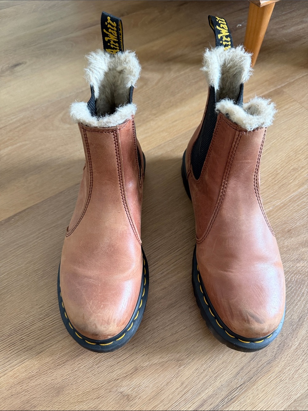 Dr. Martens Brown Leather Shearling-Lined Chelsea Boots